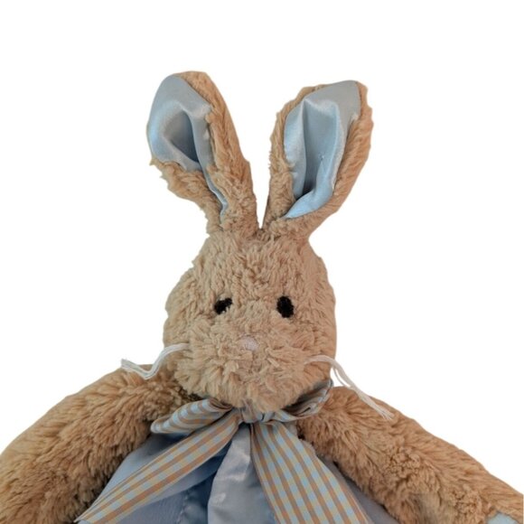 Bearington Baby Collection Bunny Rabbit Lovey Blue Satin Trim Security Blanket - Picture 2 of 7